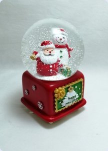 Yılbaşı Kare Noel baba Cam fanus / Müzikli kar küresi