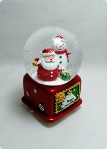 Yılbaşı Kare Noel baba Cam fanus / Müzikli kar küresi