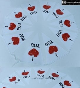 Kalpli kağıt flama (I Love You)