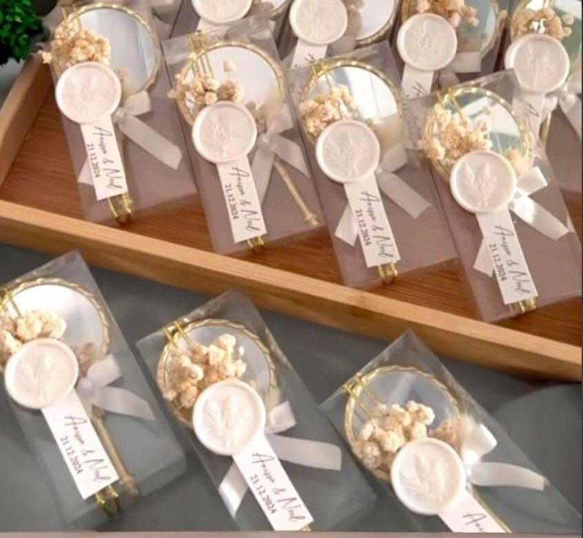 20 li Asetat kutu içerisinde mühür dekorlu Hediyelik Ayna