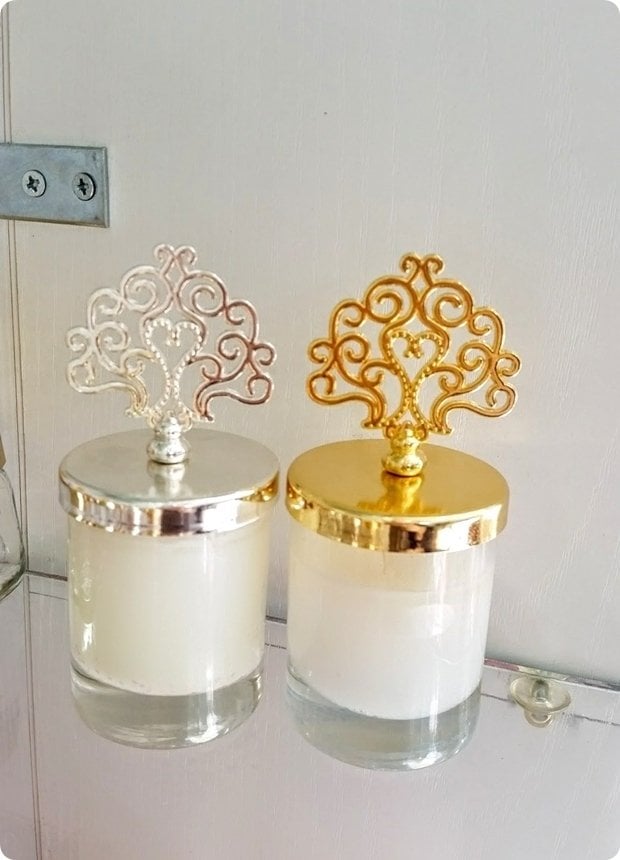 10 lu Hayat Ağacı Metal Tepelikli Cam Bardak Mumluk Nikah Şekeri