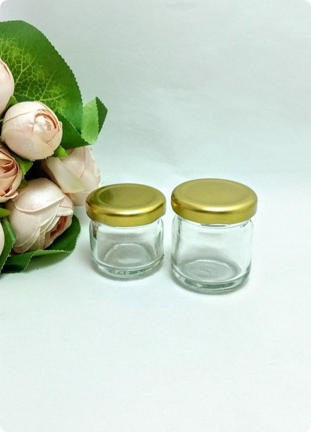 10 Lu Gold Kapaklı Minik Cam kavanoz (29 cc / 40 cc)