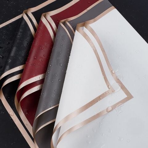 4 Lü Çiçek Buket / Ambalaj Kağıdı Siyah Altın Kenarlı