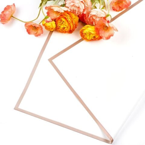 4 lü Çiçek Buket / Ambalaj Kağıdı Beyaz Altın Kenarlı