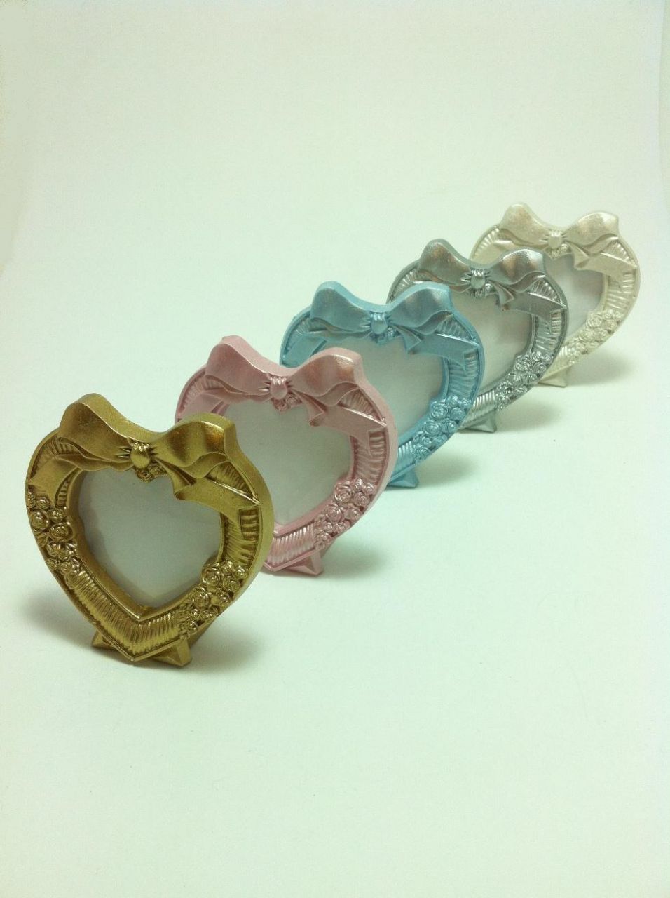 Fiyonklu Kalp çerçeve (polyester) Pembe - 12 Adet / Paket