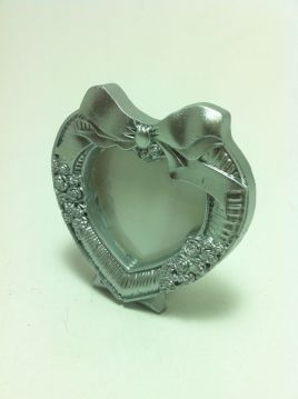 Fiyonklu Kalp çerçeve (polyester) Pembe - 12 Adet / Paket