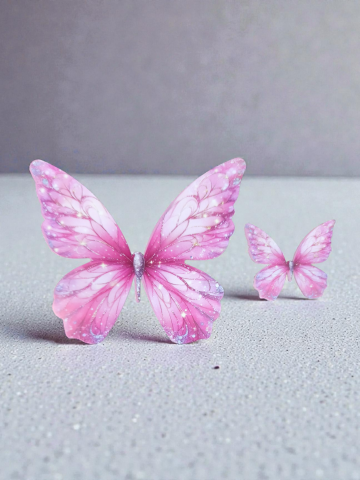 Tek taraf baskılı Büyük&Küçük pembe kelebek seti (25 tak.)