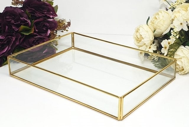 Kenarları Metal Cam Tepsi