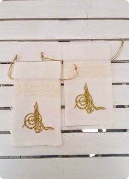 Osmanlı Tuğra İşlemeli Koton Kese