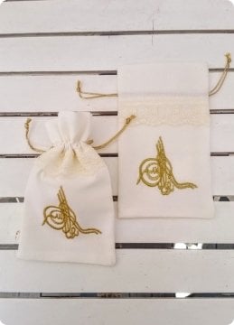 Osmanlı Tuğra İşlemeli Koton Kese