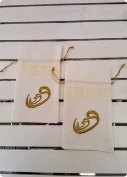 10 lu Vav İşlemeli Koton Kese