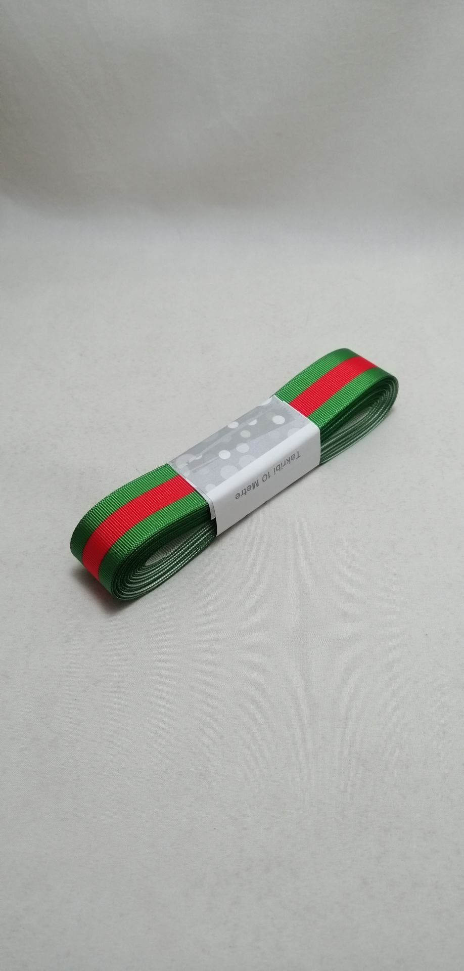 2 Cm Yılbaşı Kırmızı Yeşil Çizgili Grogren Kurdele 10 Mt.