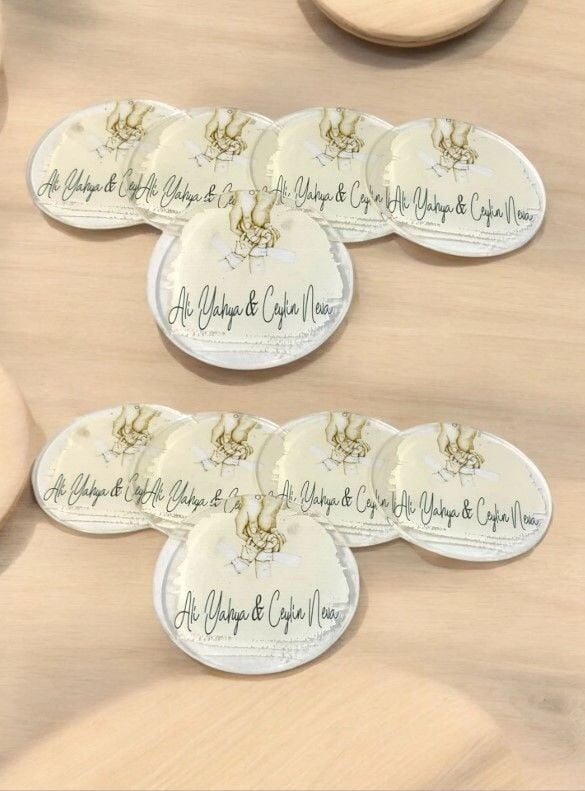 20 li 6 cm Şeffaf Pleksi üzerine Uv baskılı hediyelik magnet