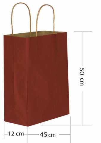 25 Li 45x50 cm Büküm saplı kağıt Bordo Çanta-Poşet