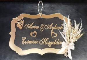 Süslü İçi Şeffaf Dikdörtgen Evimize Hoşgeldiniz Kapı Süsü