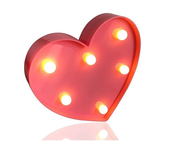 Led Işıklı Kalp Gece Lambası
