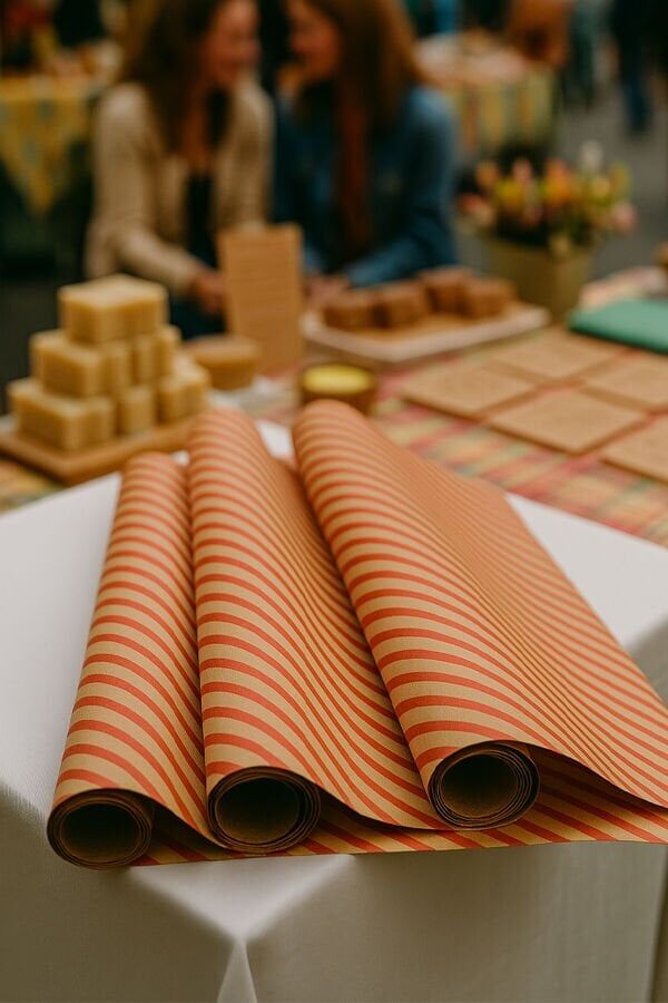 10 lu Kraft Kırmızı (Verev çizgili) Hediye Pakedi / Buket Kağıdı