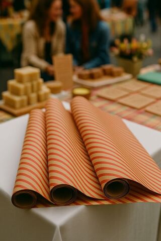 10 lu Kraft Kırmızı (Verev çizgili) Hediye Pakedi / Buket Kağıdı