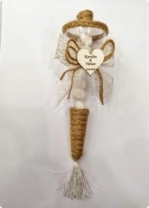 20 li Süslü Şekerli Kalp Pleksili Külah Nikah Şekeri