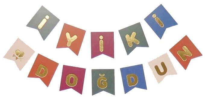 FLAMA İYİKİ DOĞDUN RETRO RENGARENK ALTIN