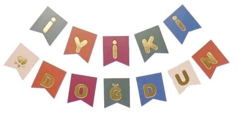 FLAMA İYİKİ DOĞDUN RETRO RENGARENK ALTIN