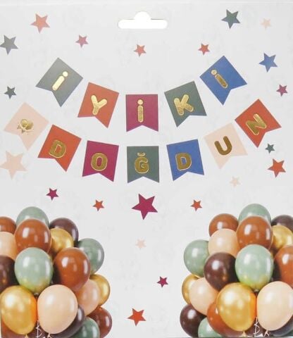 FLAMA İYİKİ DOĞDUN RETRO RENGARENK ALTIN