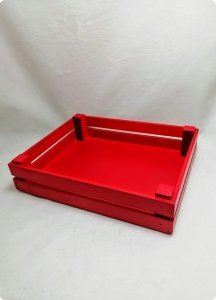 Yılbaşı Ahşap Kırmızı Sunum Sandık Kutu (25x20 cm )