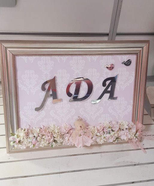 Süslü; 35*45 cm Kadife Fonlu Kişiye Özel Kapı süsü