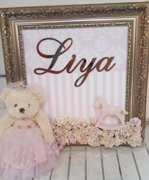 Süslü ; Pembe Peluş Taşlı Ayılı Kişiye Özel Kapı süsü