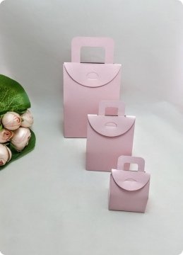 50 Li Selefonlu Karton Mini Bebek Şekeri Çanta (Pembe)