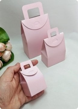 50 Li Selefonlu Karton Mini Bebek Şekeri Çanta (Pembe)