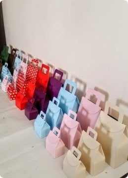 50 Li Selefonlu Karton Mini Bebek Şekeri Çanta (Pembe)