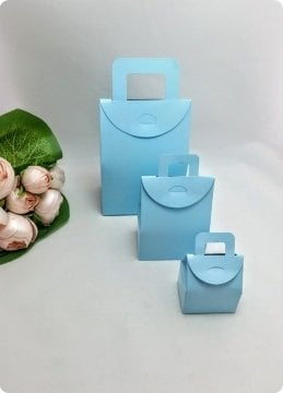 50 Li Selefonlu Karton Mini Bebek Şekeri Çanta (Mavi)