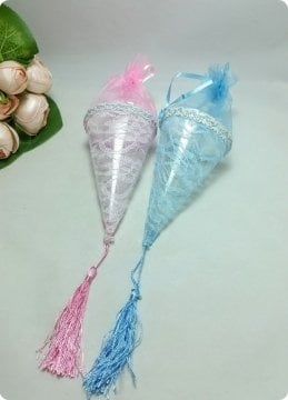 10 lu Dantelli Şeffaf Pvc Külah (Bebek Kına söz,nişan,nikah)