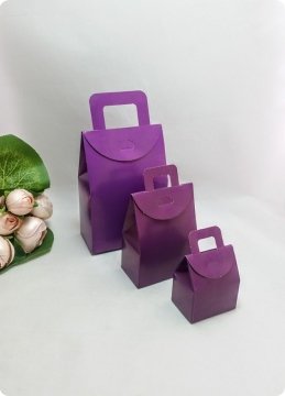50 Li Selefonlu Karton Mini Toptan Çanta (Mor)