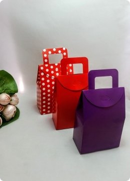 50 Li Selefonlu Karton Mini Toptan Çanta (Mor)