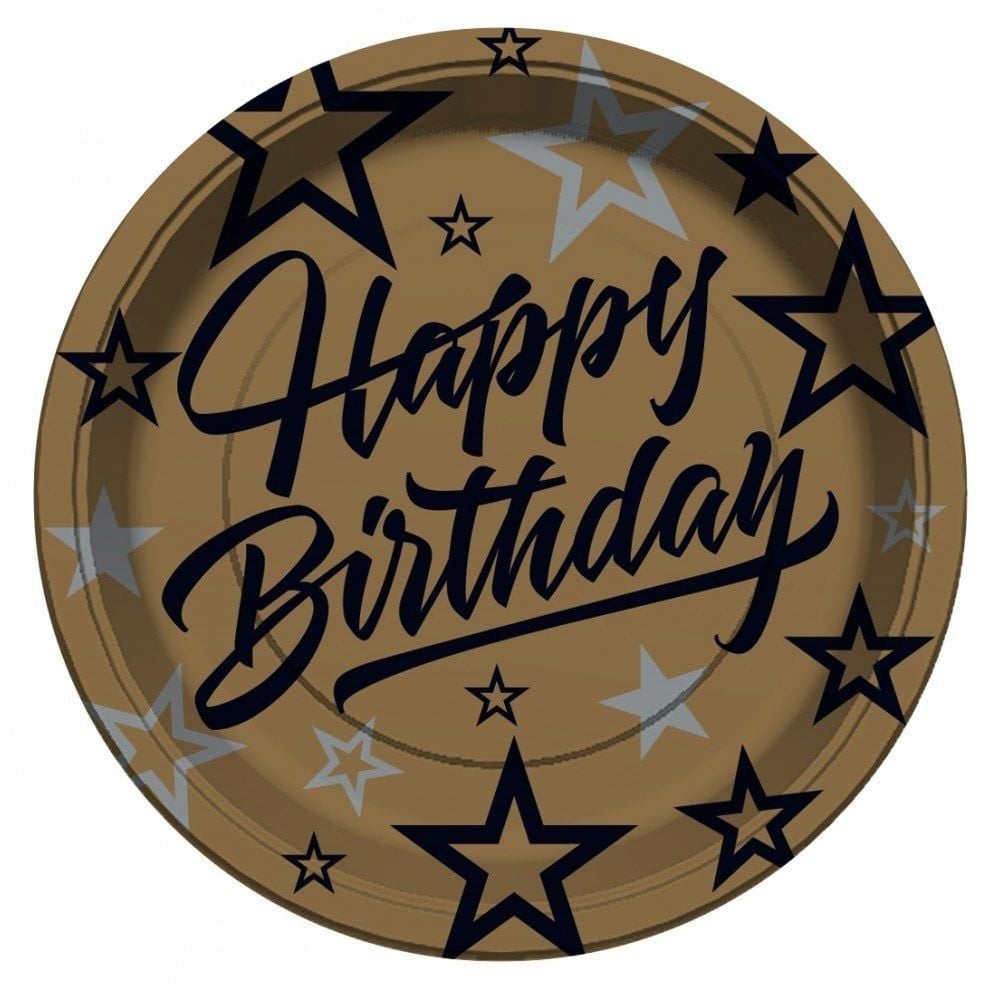 8 Li Golden Stars Happy Birth Day Karton Tabak