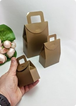 50 Li Selefonlu Karton Minik Nikah Şekeri Çanta (Altın)