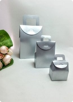 50 Li Selefonlu Karton Minik Çanta (Gümüş)