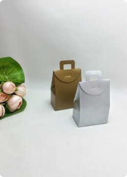 50 Li Selefonlu Karton Minik Çanta (Gümüş)