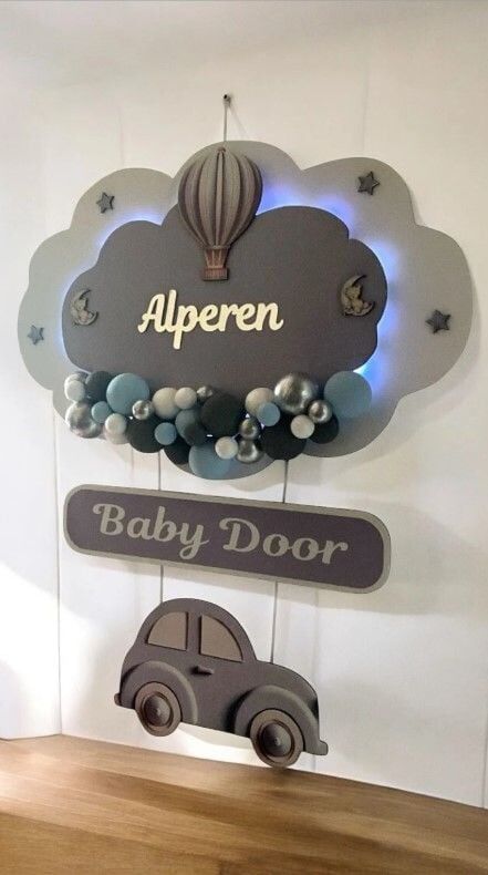 Araba Dekorlu Toplu Bulut Kapı Süsü