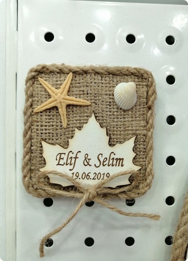 20 Li Kare Çuval Üzeri Yaprak Süslü Nikah Şekeri