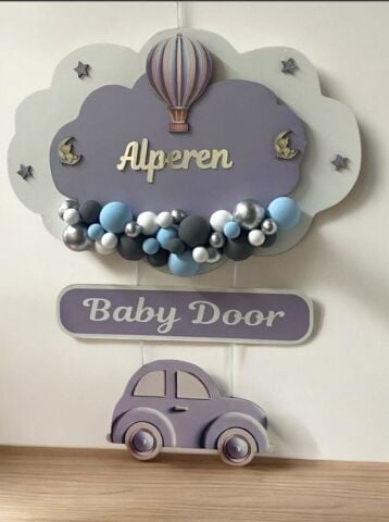 Araba Dekorlu Toplu Bulut Kapı Süsü
