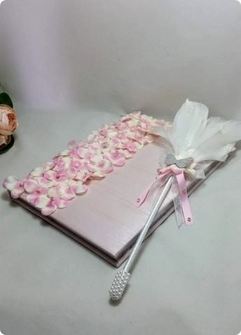 Süslü Yaldızlı deftere çiçekli anı defter&kalem