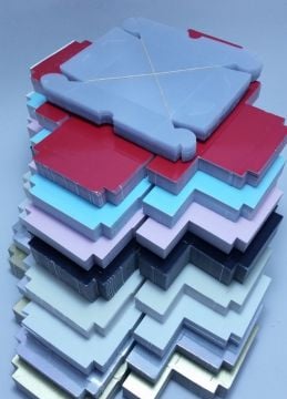 8x8x3 Katlanmamış Altı Karton düz renk Asetat Kapaklı Kutu