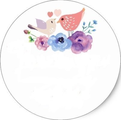 Kuşlu Nişan,Nikah 3 Cm Yuvarlak etiket 1 Sayfa (54 adet)