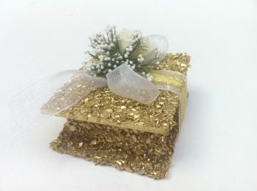 Sarı taşlı nikah şekeri kutu