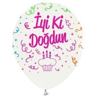 100 LÜ BALON ÇEPEÇEVRE FLORESAN İYİKİ DOĞDUN BEYAZ