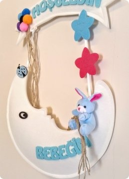 Aydede Bebek Odası Keçe Kapı Süsü ( Hoşgeldin Bebeğim Yazılı )