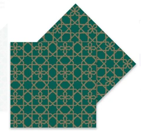 16 lı Yeşil Zemin Desenli Ramazan Peçete 33x33 Cm